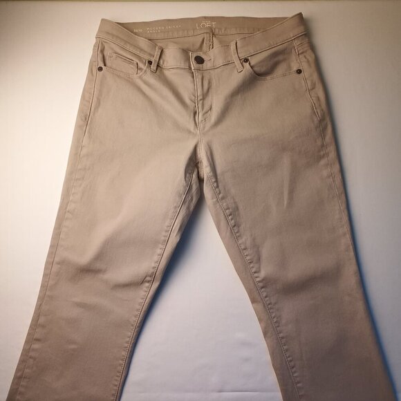 Loft Denim Jeans Size 30/10 Modern Skinny Ankle Mid Rise Tan Color - Picture 2 of 10